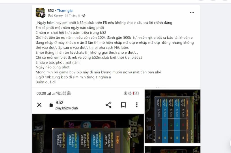Đạt Kenny đã phốt con game bài B52 Club