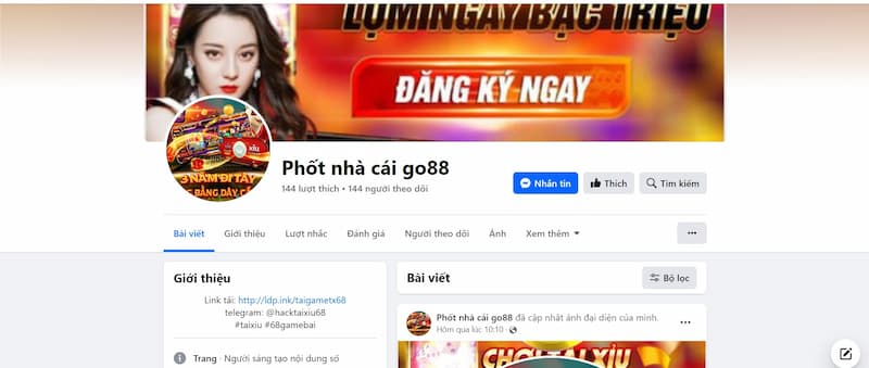 Phốt cổng game Go88 ở trang fanpage