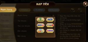 Nạp tiền qua ngân hàng