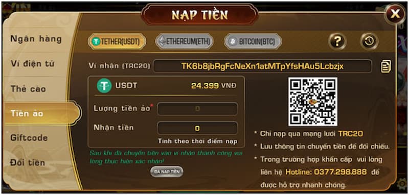 Nạp tiền qua ví điện tử và thẻ cào